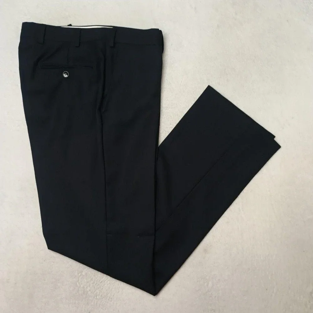 Suitsupply Pants Men 33x32 Black Slim Wool Lined Flat Front Dress Slacks Suit